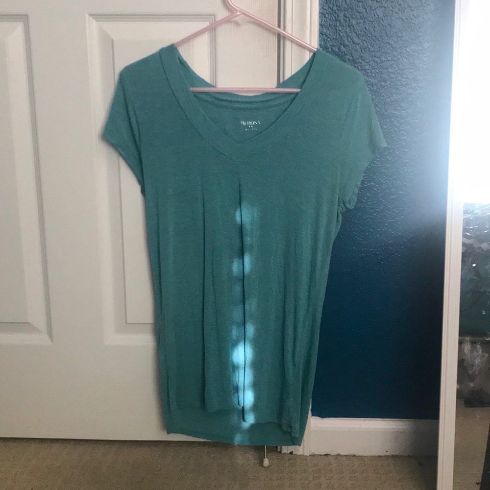 Simple blue silky v-neck